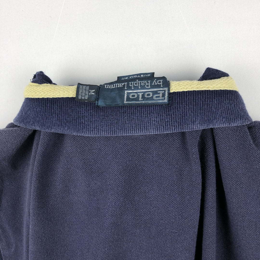 Ralph Lauren POLO by Ralph Lauren CUSTOM FIT Double Pony Short-Sleeve Polo Shirt (Men's Size M) cotton navy blue type Vintage Second Hand