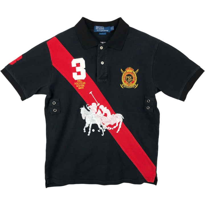 Ralph Lauren POLO by Ralph Lauren CUSTOM FIT Double Pony Short Sleeve Polo Shirt Men's L size unclear black type Vintage Second Hand
