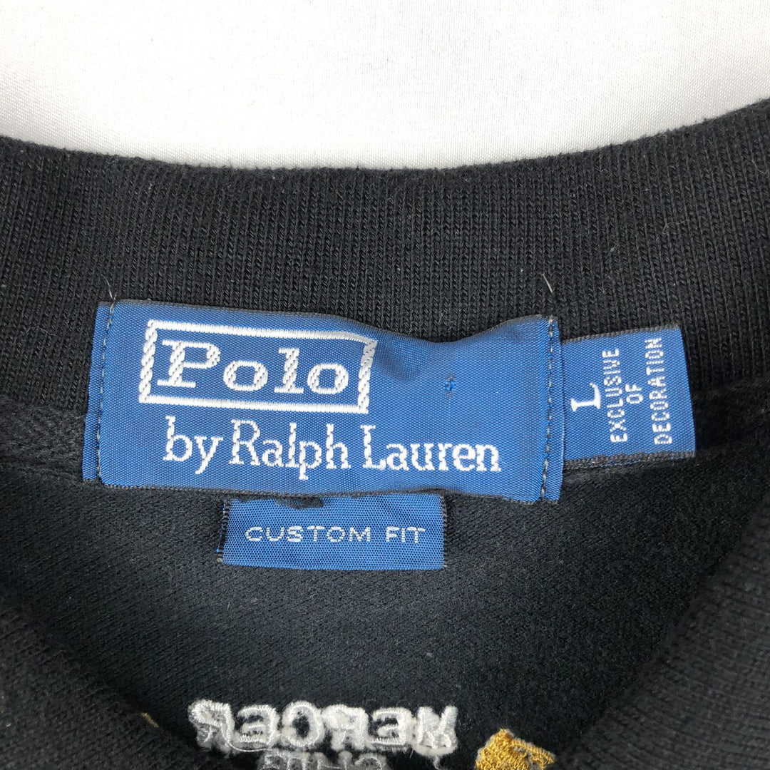 Ralph Lauren POLO by Ralph Lauren CUSTOM FIT Double Pony Short Sleeve Polo Shirt Men's L size unclear black type Vintage Second Hand