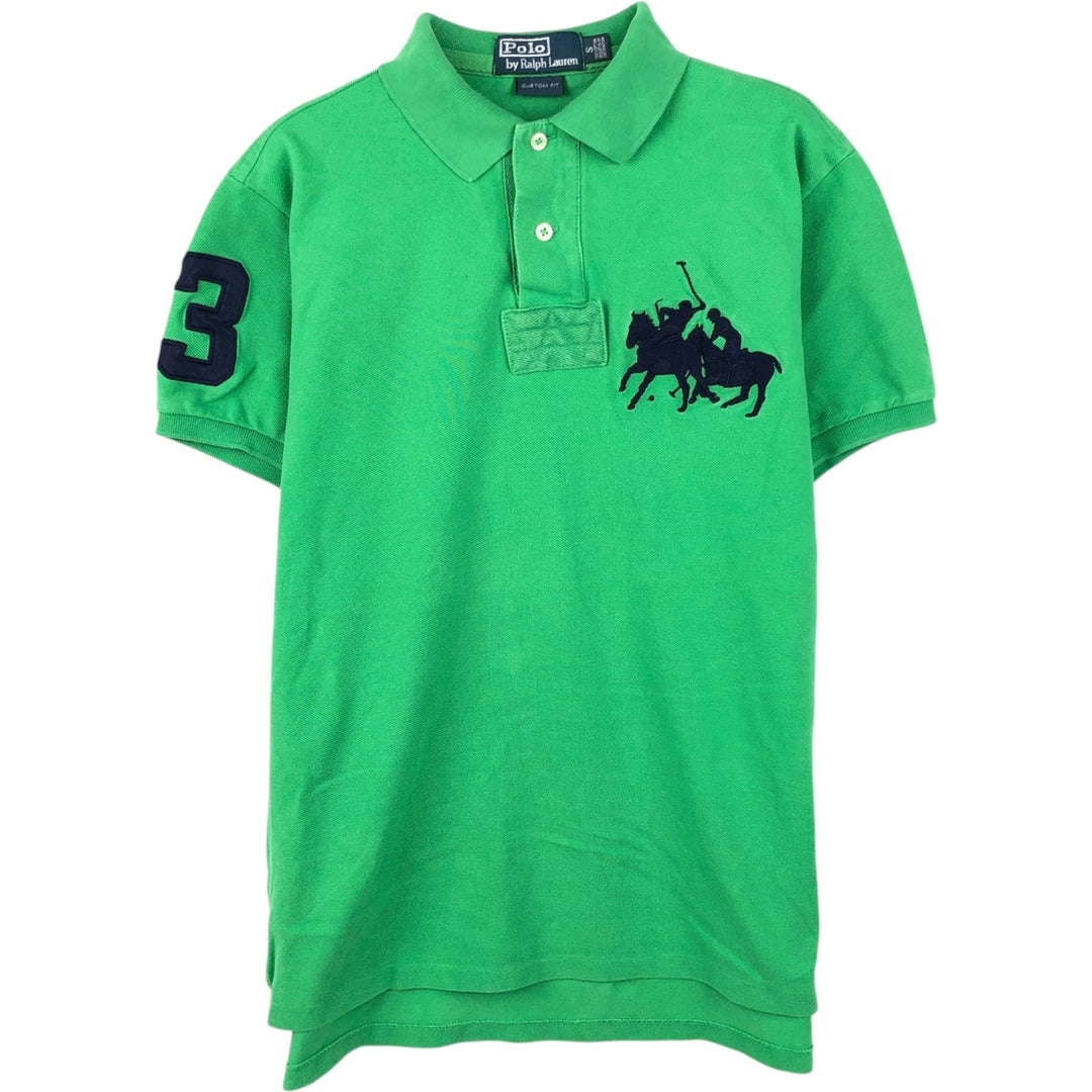 Ralph Lauren POLO by Ralph Lauren CUSTOM FIT Double Pony Short-Sleeve Polo Shirt (Men's Size S) cotton green type Vintage Second Hand
