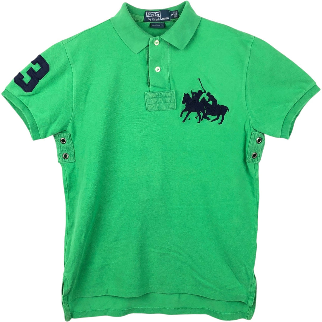 Ralph Lauren POLO by Ralph Lauren CUSTOM FIT Double Pony Short-Sleeve Polo Shirt (Men's Size S) cotton green type Vintage Second Hand