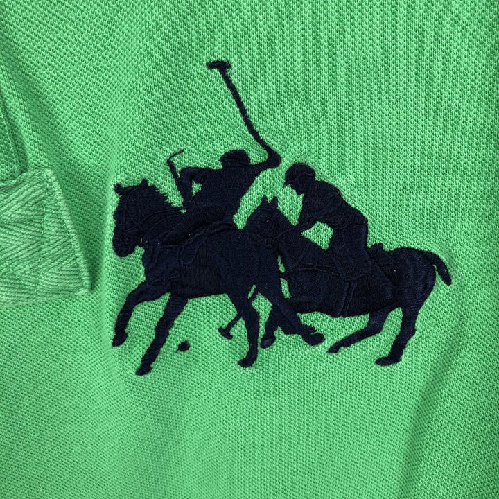 Ralph Lauren POLO by Ralph Lauren CUSTOM FIT Double Pony Short-Sleeve Polo Shirt (Men's Size S) cotton green type Vintage Second Hand