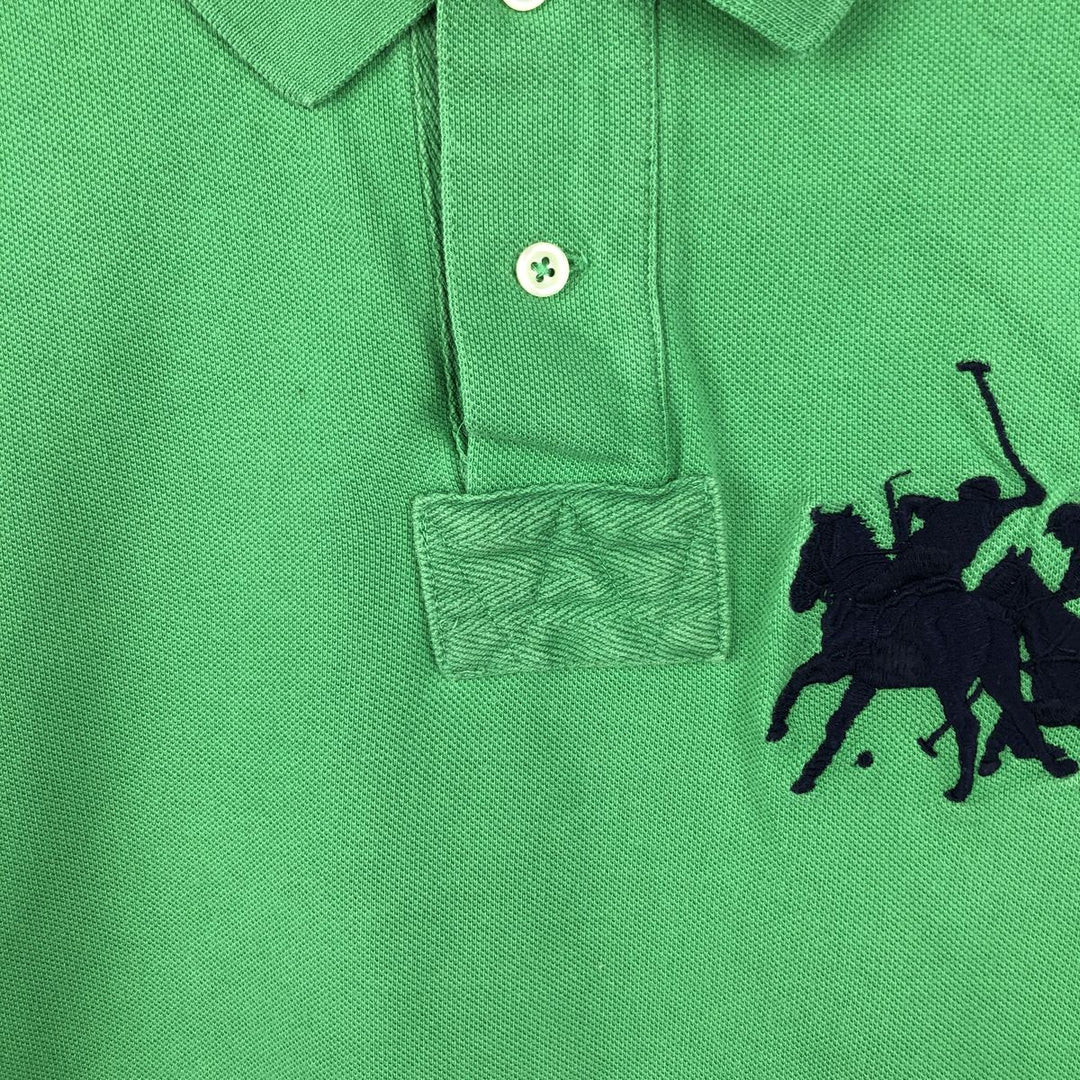 Ralph Lauren POLO by Ralph Lauren CUSTOM FIT Double Pony Short-Sleeve Polo Shirt (Men's Size S) cotton green type Vintage Second Hand