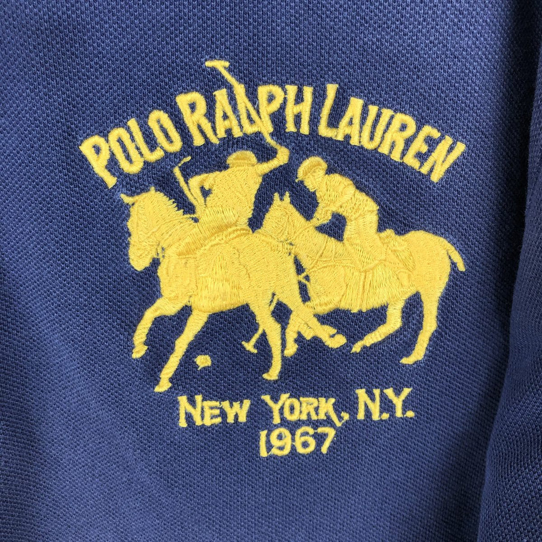 Ralph Lauren POLO by Ralph Lauren Double Pony Short Sleeve Polo Shirt Men's Size L cotton navy blue type Vintage Second Hand