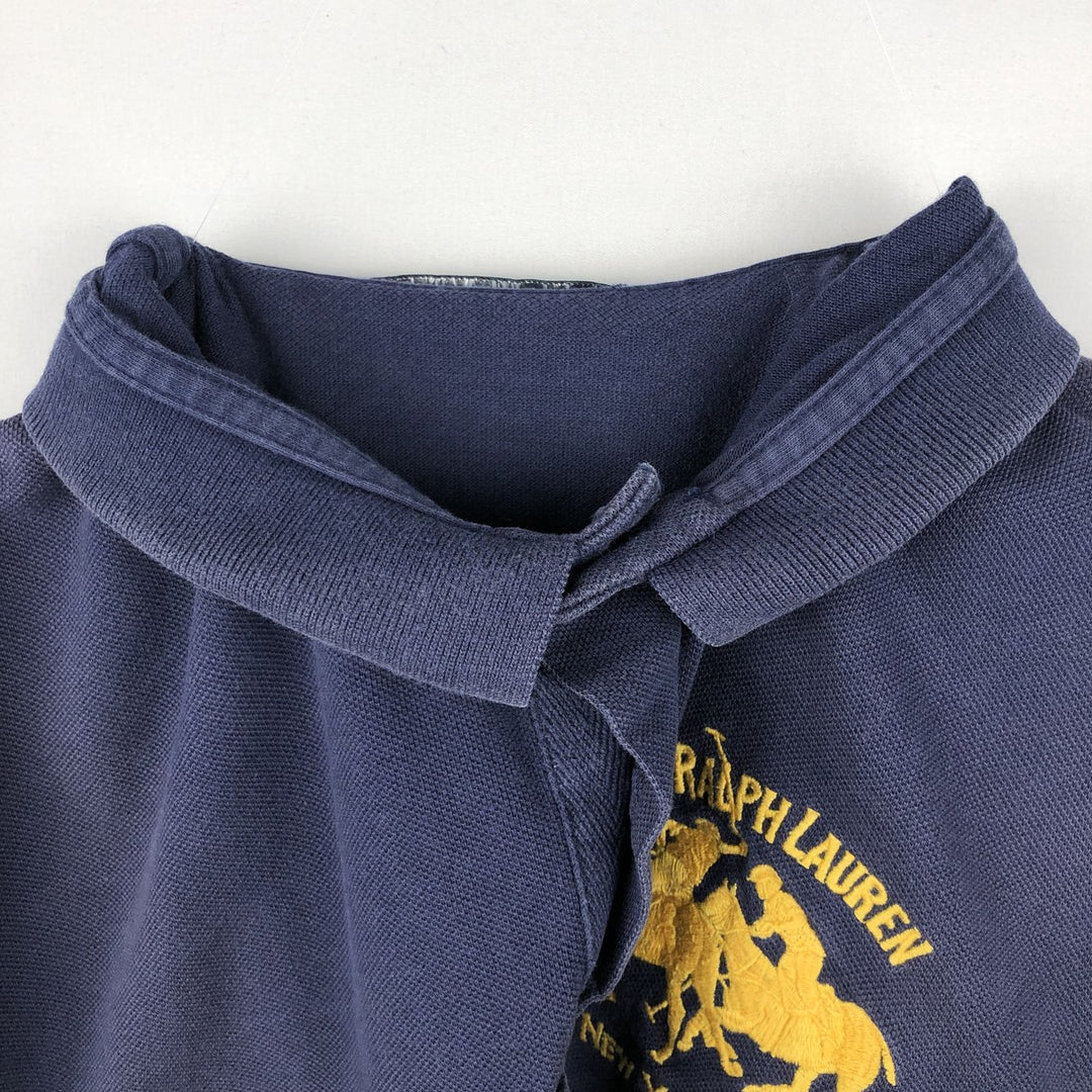 Ralph Lauren POLO by Ralph Lauren Double Pony Short Sleeve Polo Shirt Men's Size L cotton navy blue type Vintage Second Hand