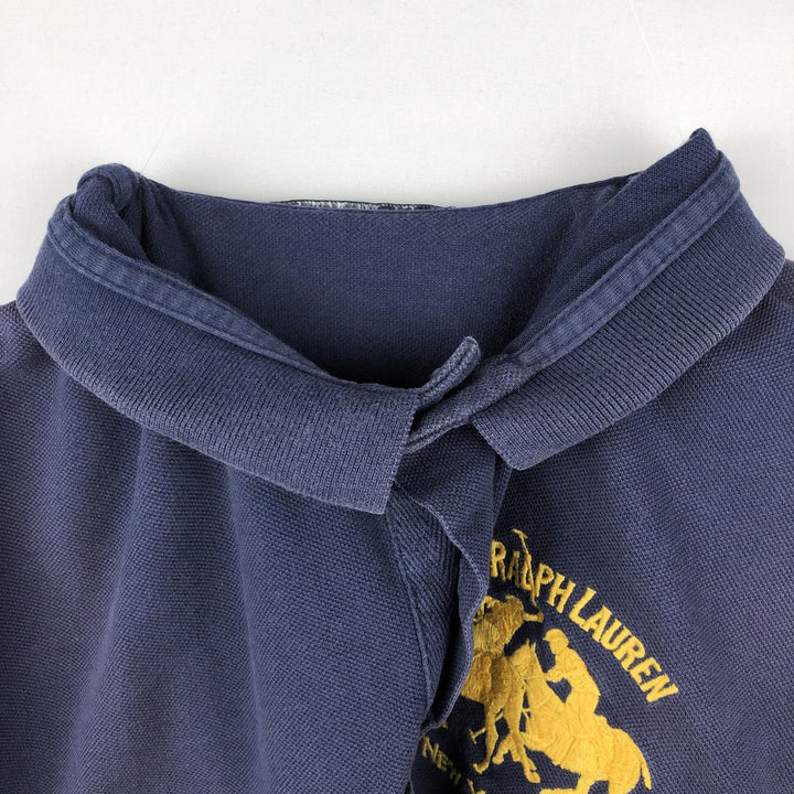 Ralph Lauren POLO by Ralph Lauren Double Pony Short Sleeve Polo Shirt Men's Size L cotton navy blue type Vintage Second Hand