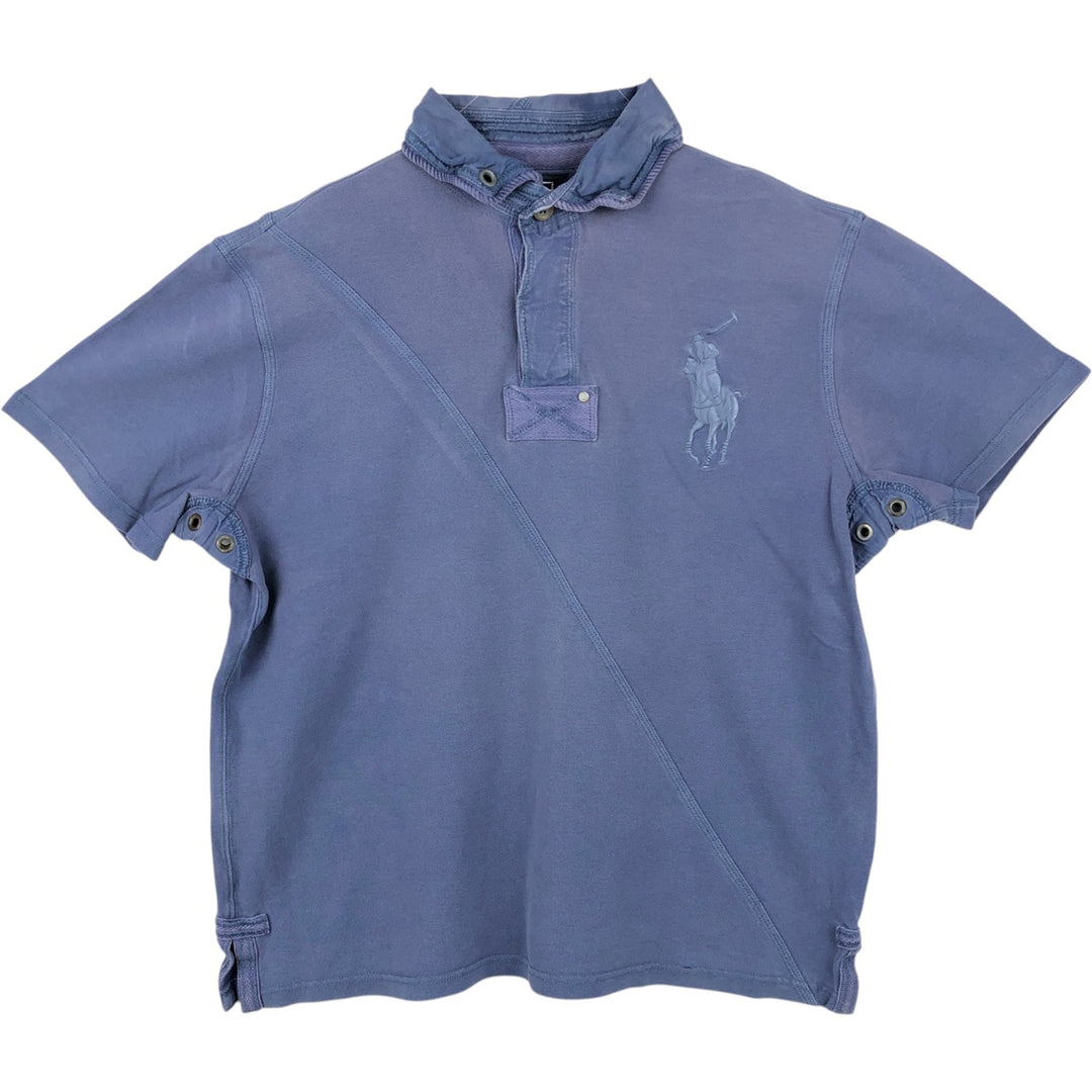 Ralph Lauren POLO by Ralph Lauren CUSTOM FIT Big Pony short sleeve rugby shirt, men's L size cotton blue type Vintage Second Hand
