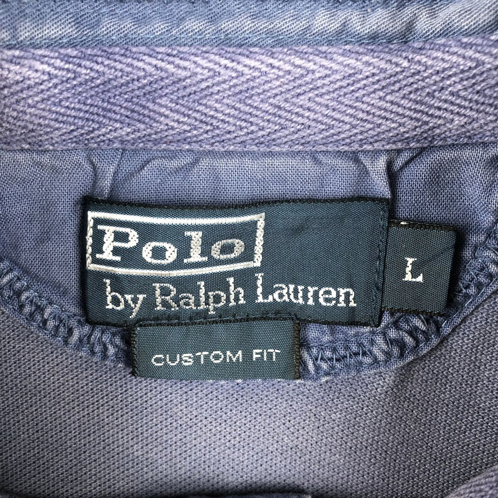 Ralph Lauren POLO by Ralph Lauren CUSTOM FIT Big Pony short sleeve rugby shirt, men's L size cotton blue type Vintage Second Hand