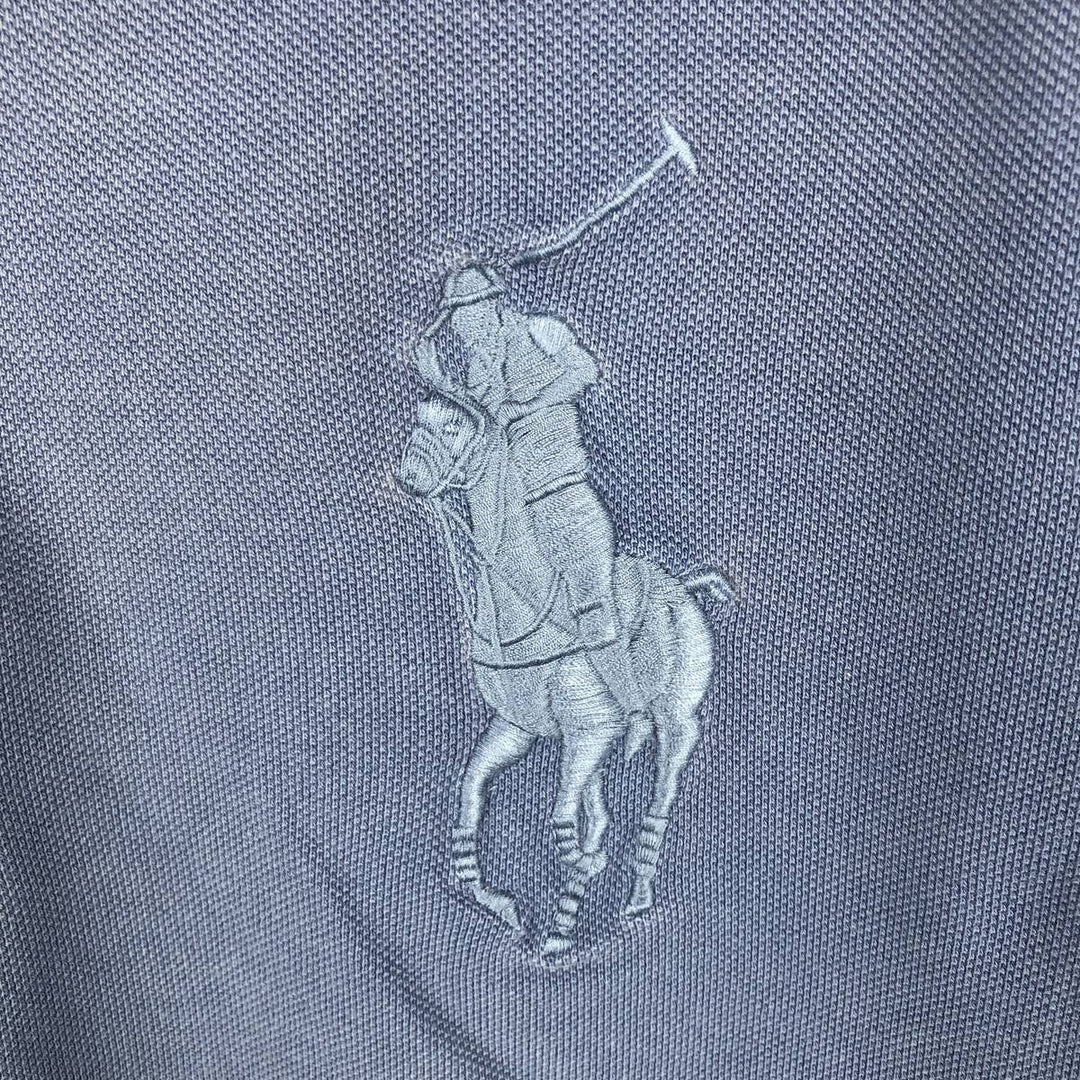 Ralph Lauren POLO by Ralph Lauren CUSTOM FIT Big Pony short sleeve rugby shirt, men's L size cotton blue type Vintage Second Hand