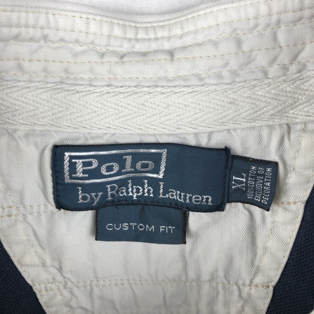 Ralph Lauren POLO by Ralph Lauren CUSTOM FIT Big Pony Short Sleeve Rugby Shirt Men's XL cotton navy blue type Vintage Second Hand
