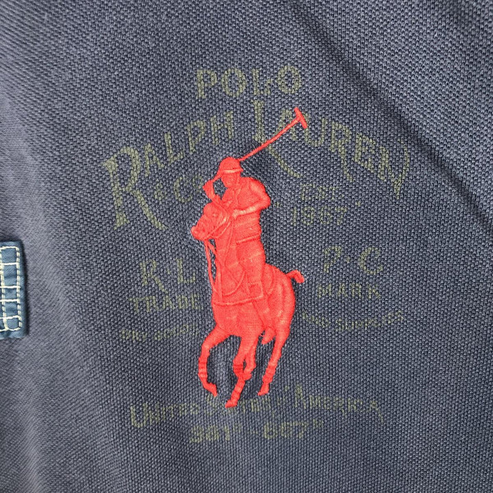Ralph Lauren POLO by Ralph Lauren CUSTOM FIT Big Pony Short Sleeve Rugby Shirt Men's XL cotton navy blue type Vintage Second Hand