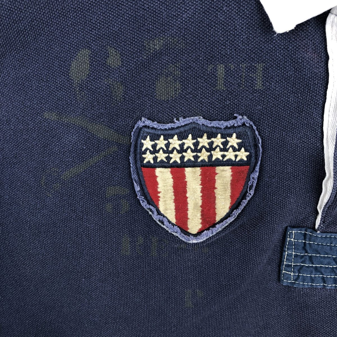 Ralph Lauren POLO by Ralph Lauren CUSTOM FIT Big Pony Short Sleeve Rugby Shirt Men's XL cotton navy blue type Vintage Second Hand