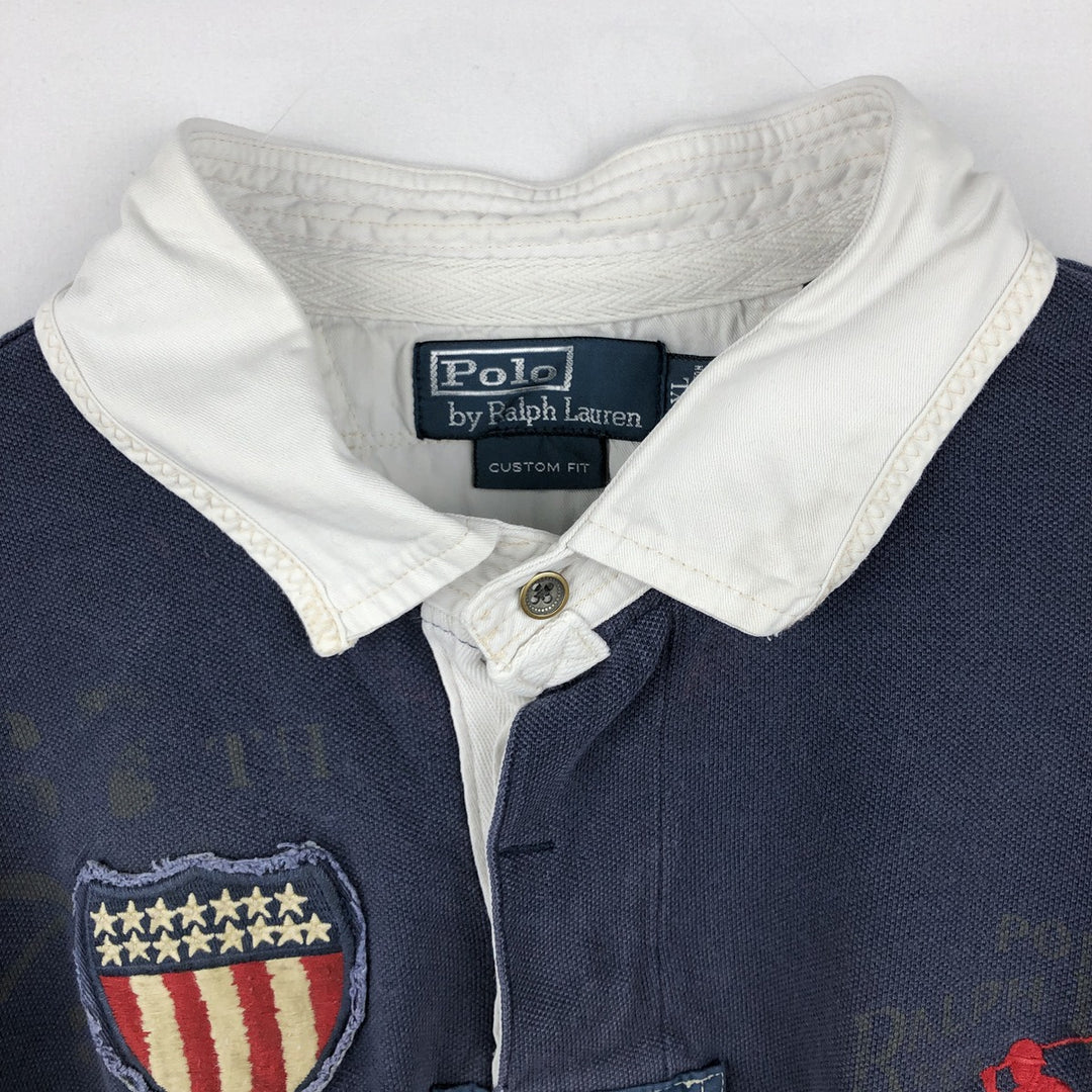 Ralph Lauren POLO by Ralph Lauren CUSTOM FIT Big Pony Short Sleeve Rugby Shirt Men's XL cotton navy blue type Vintage Second Hand