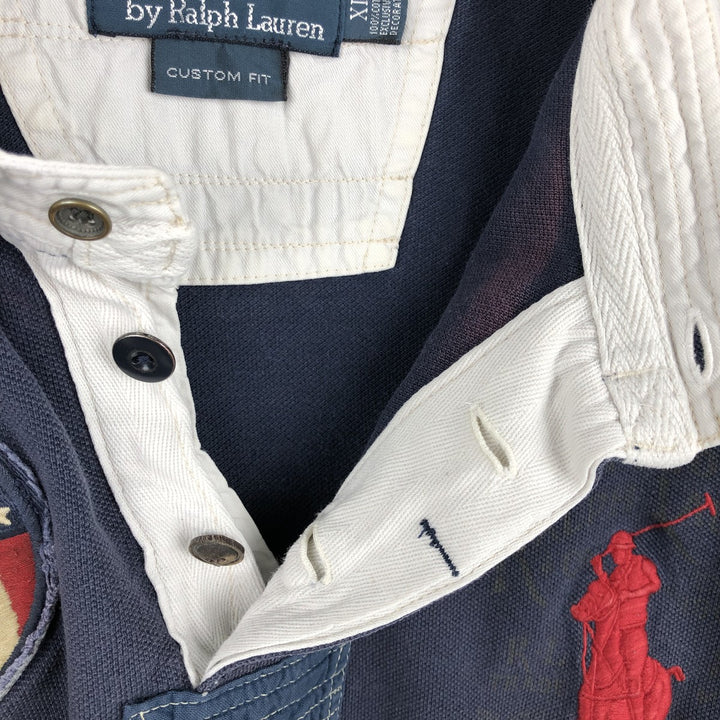 Ralph Lauren POLO by Ralph Lauren CUSTOM FIT Big Pony Short Sleeve Rugby Shirt Men's XL cotton navy blue type Vintage Second Hand