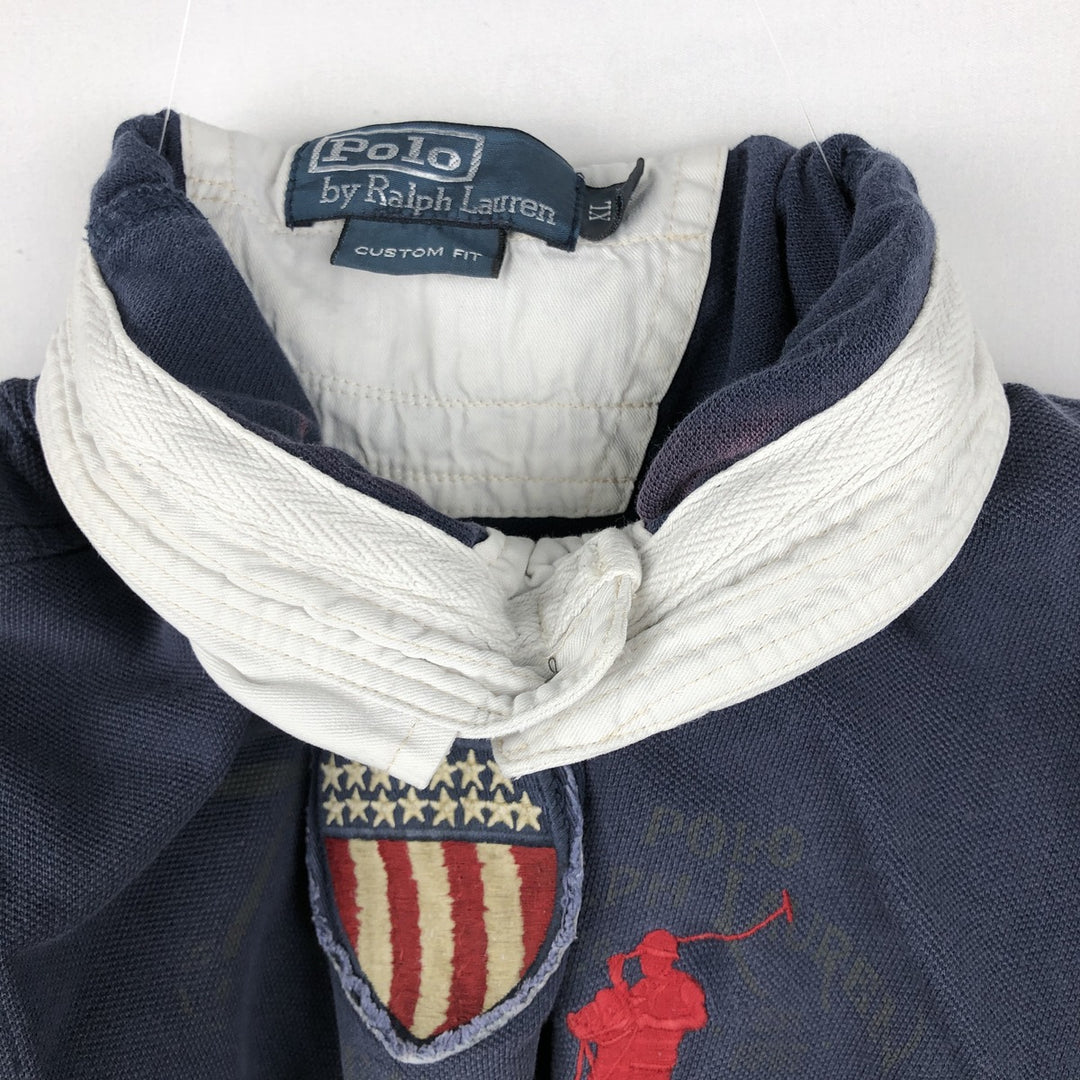 Ralph Lauren POLO by Ralph Lauren CUSTOM FIT Big Pony Short Sleeve Rugby Shirt Men's XL cotton navy blue type Vintage Second Hand