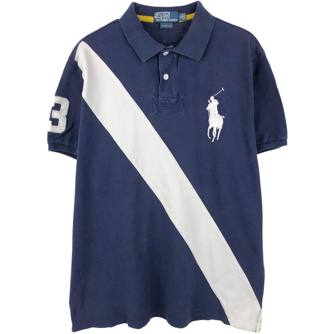 Ralph Lauren POLO by Ralph Lauren CUSTOM FIT Big Pony Short Sleeve Rugby Shirt Men's XL cotton navy blue type Vintage Second Hand