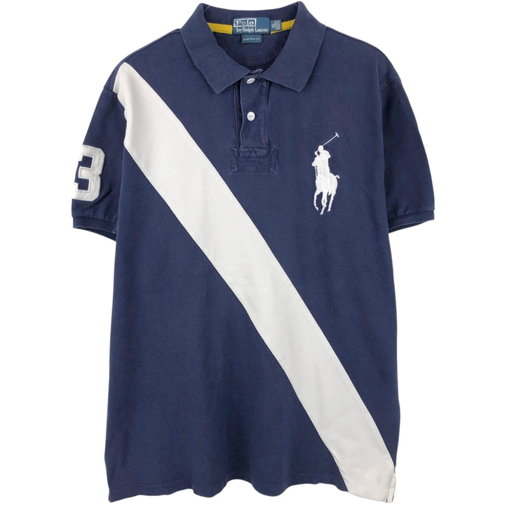 Ralph Lauren POLO by Ralph Lauren CUSTOM FIT Big Pony Short Sleeve Rugby Shirt Men's XL cotton navy blue type Vintage Second Hand
