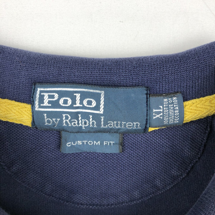 Ralph Lauren POLO by Ralph Lauren CUSTOM FIT Big Pony Short Sleeve Rugby Shirt Men's XL cotton navy blue type Vintage Second Hand