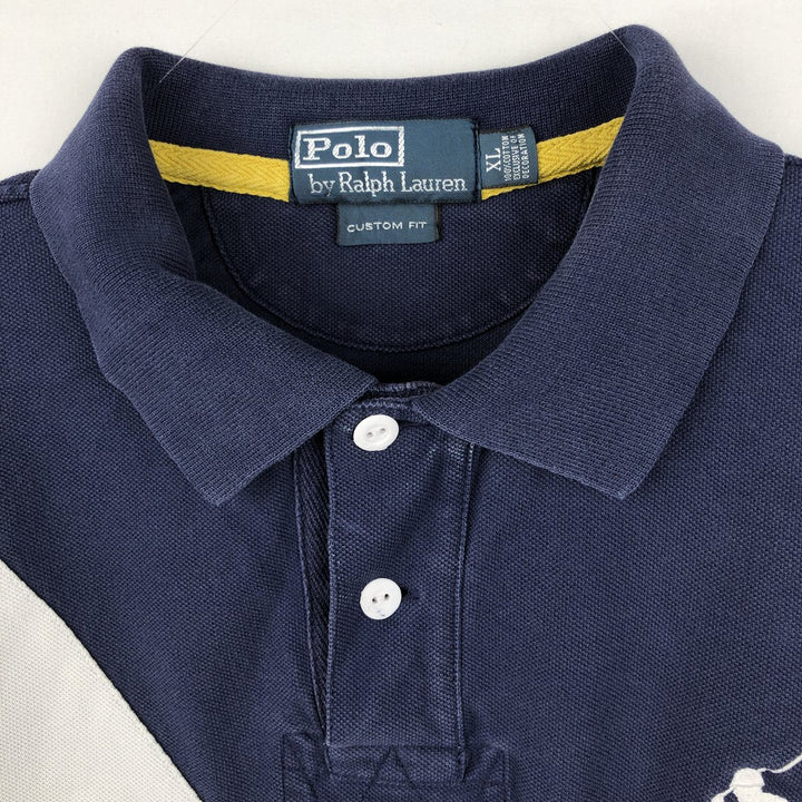 Ralph Lauren POLO by Ralph Lauren CUSTOM FIT Big Pony Short Sleeve Rugby Shirt Men's XL cotton navy blue type Vintage Second Hand