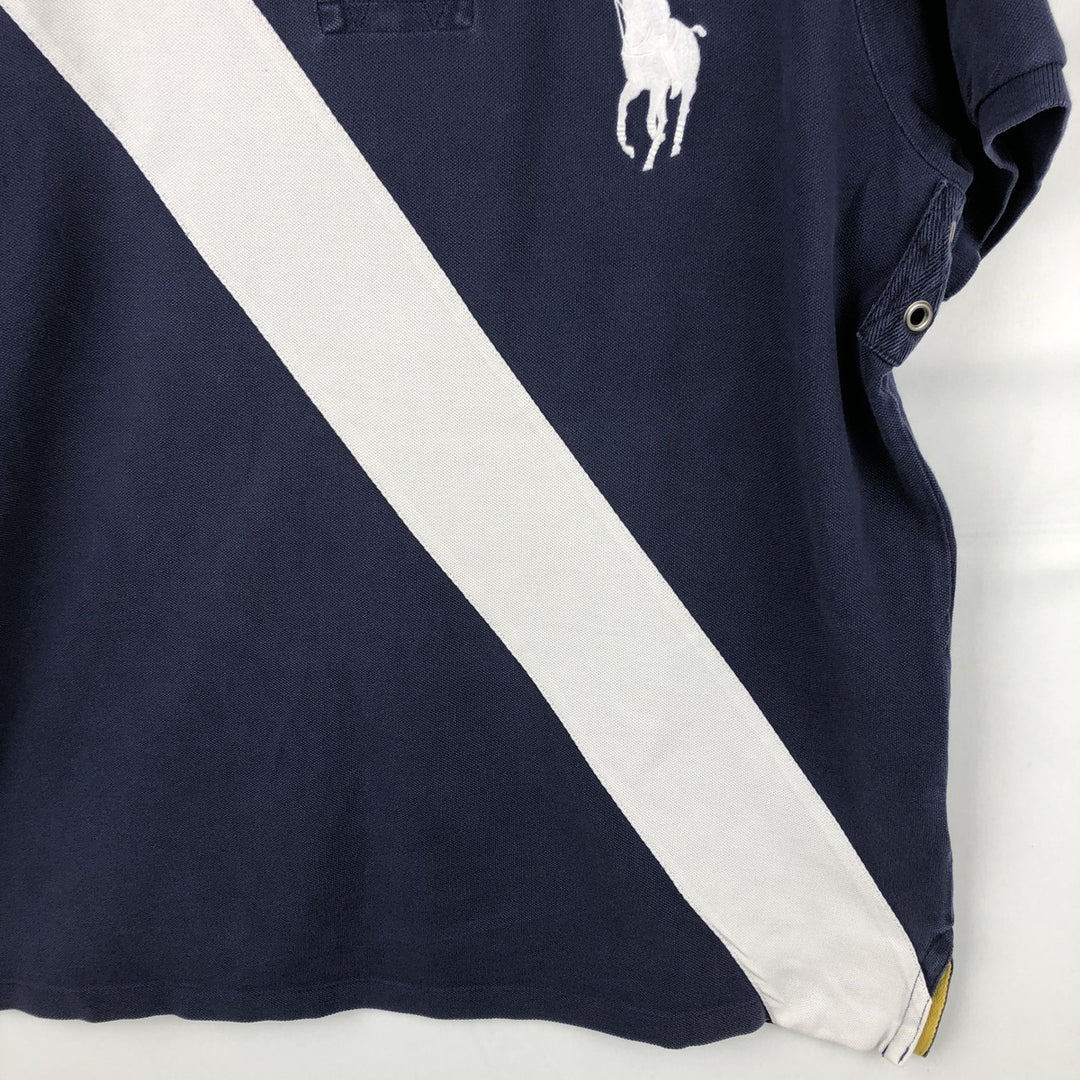 Ralph Lauren POLO by Ralph Lauren CUSTOM FIT Big Pony Short Sleeve Rugby Shirt Men's XL cotton navy blue type Vintage Second Hand