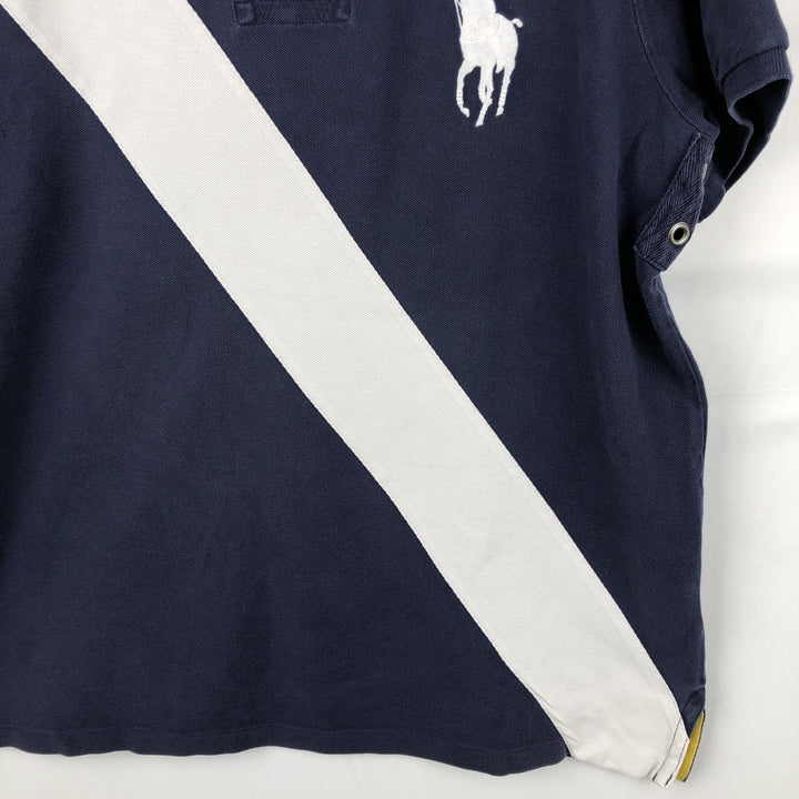 Ralph Lauren POLO by Ralph Lauren CUSTOM FIT Big Pony Short Sleeve Rugby Shirt Men's XL cotton navy blue type Vintage Second Hand