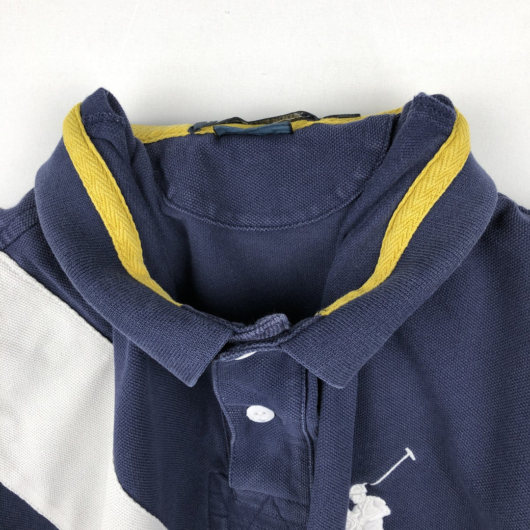 Ralph Lauren POLO by Ralph Lauren CUSTOM FIT Big Pony Short Sleeve Rugby Shirt Men's XL cotton navy blue type Vintage Second Hand