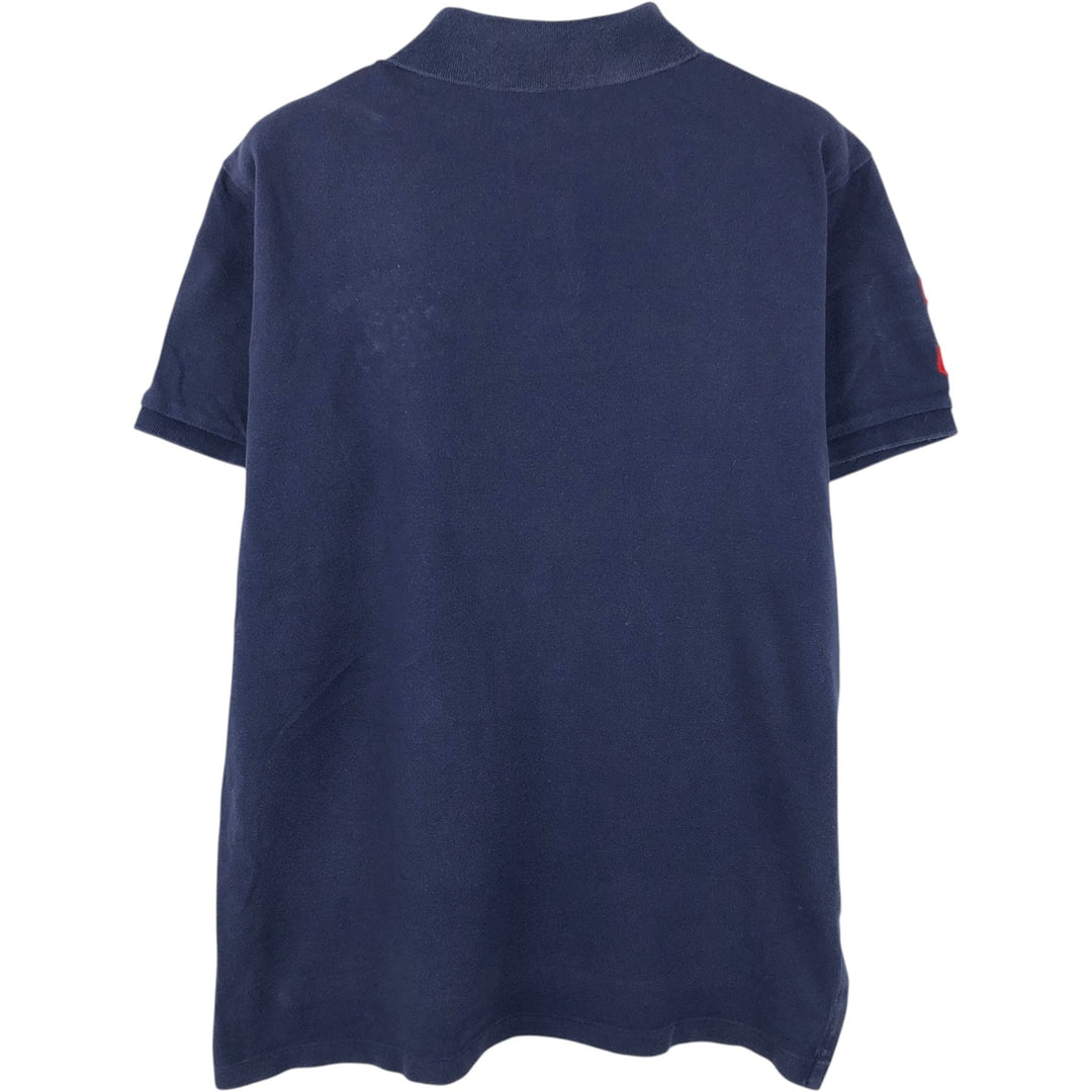 Ralph Lauren POLO RALPH LAUREN CUSTOM FIT Triple Pony Short-Sleeve Polo Shirt, Men's Size L (Equivalent), Faded cotton navy blue type Vintage Second Hand