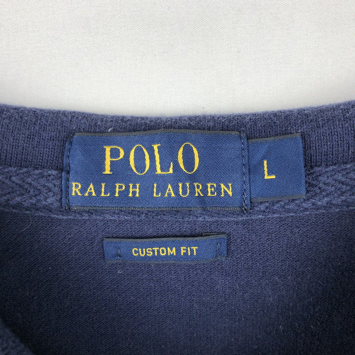 Ralph Lauren POLO RALPH LAUREN CUSTOM FIT Triple Pony Short-Sleeve Polo Shirt, Men's Size L (Equivalent), Faded cotton navy blue type Vintage Second Hand