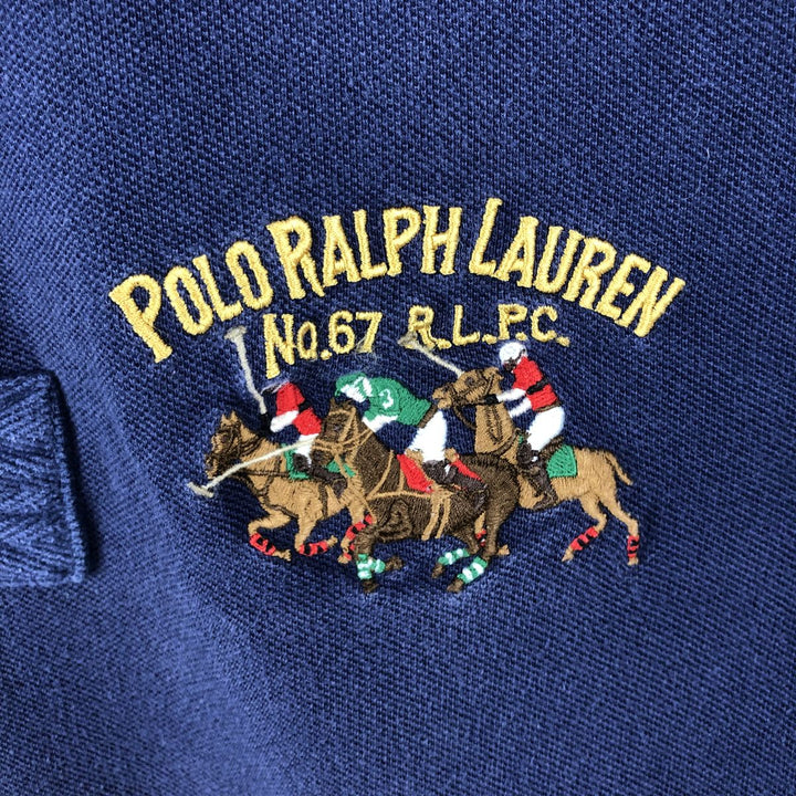 Ralph Lauren POLO RALPH LAUREN CUSTOM FIT Triple Pony Short-Sleeve Polo Shirt, Men's Size L (Equivalent), Faded cotton navy blue type Vintage Second Hand