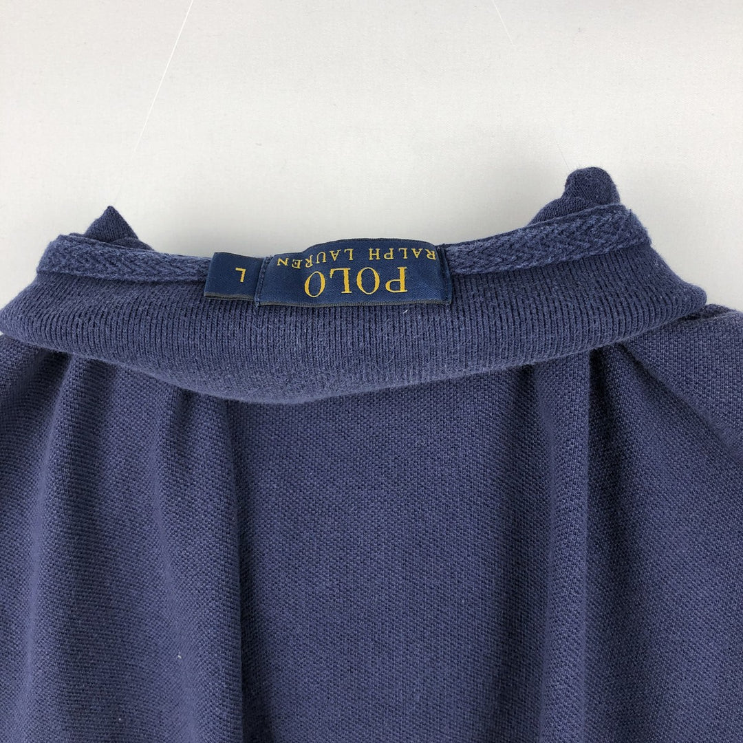 Ralph Lauren POLO RALPH LAUREN CUSTOM FIT Triple Pony Short-Sleeve Polo Shirt, Men's Size L (Equivalent), Faded cotton navy blue type Vintage Second Hand