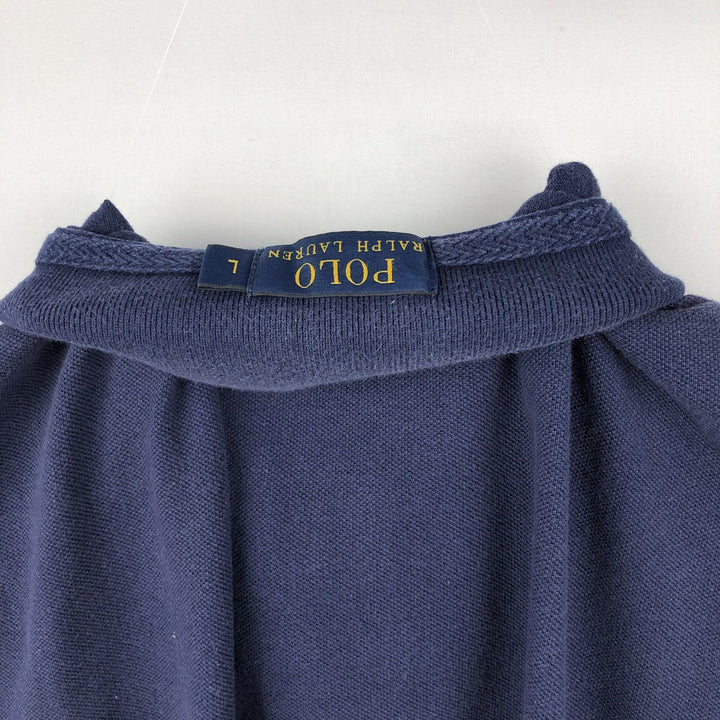 Ralph Lauren POLO RALPH LAUREN CUSTOM FIT Triple Pony Short-Sleeve Polo Shirt, Men's Size L (Equivalent), Faded cotton navy blue type Vintage Second Hand