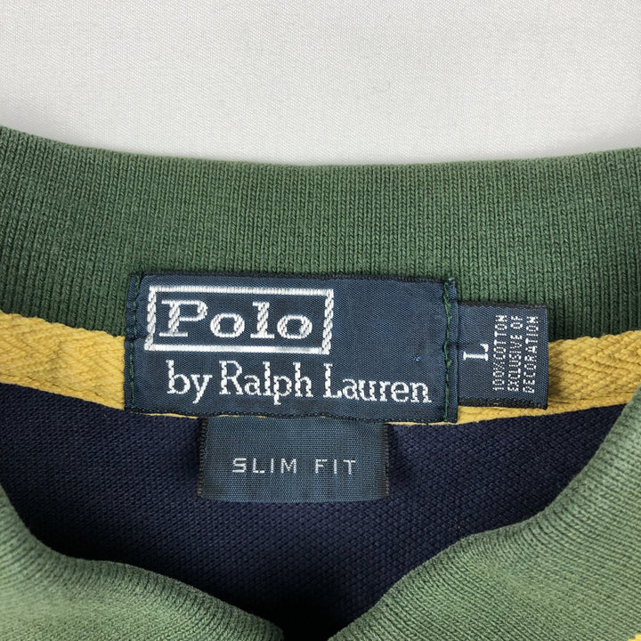Ralph Lauren POLO by Ralph Lauren SLIM FIT Big Pony Short-Sleeve Polo Shirt (Men's Size L equivalent) cotton navy blue type Vintage Second Hand