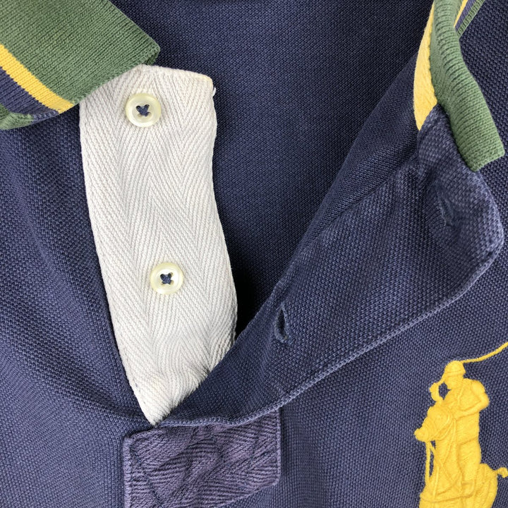 Ralph Lauren POLO by Ralph Lauren SLIM FIT Big Pony Short-Sleeve Polo Shirt (Men's Size L equivalent) cotton navy blue type Vintage Second Hand