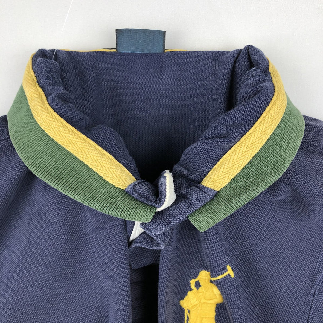 Ralph Lauren POLO by Ralph Lauren SLIM FIT Big Pony Short-Sleeve Polo Shirt (Men's Size L equivalent) cotton navy blue type Vintage Second Hand