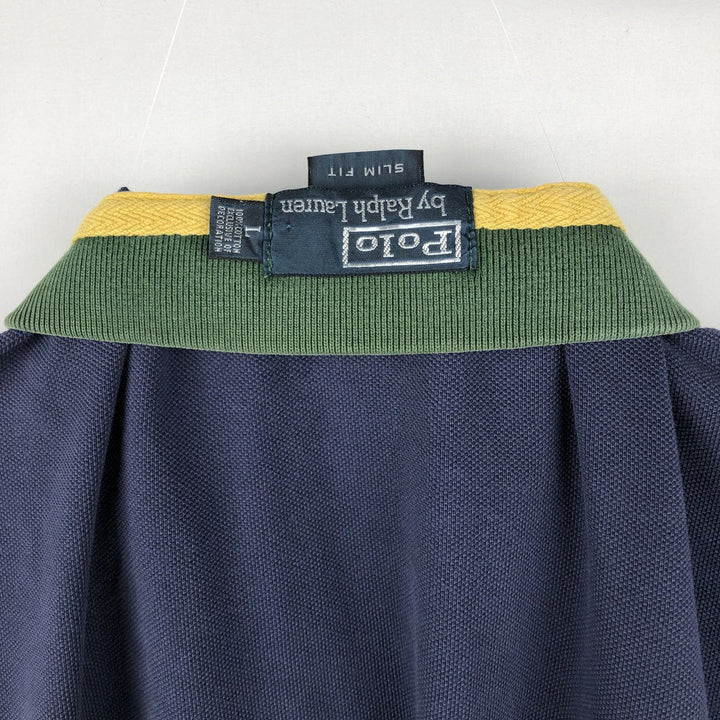 Ralph Lauren POLO by Ralph Lauren SLIM FIT Big Pony Short-Sleeve Polo Shirt (Men's Size L equivalent) cotton navy blue type Vintage Second Hand