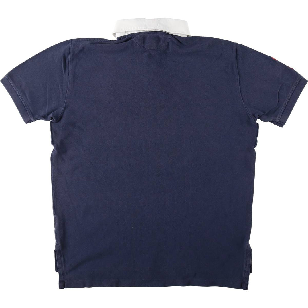 Ralph Lauren POLO by Ralph Lauren Big Pony Short Sleeve Rugby Shirt, Men's Size L cotton navy blue type Vintage Second Hand