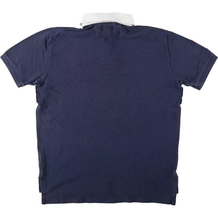 Ralph Lauren POLO by Ralph Lauren Big Pony Short Sleeve Rugby Shirt, Men's Size L cotton navy blue type Vintage Second Hand