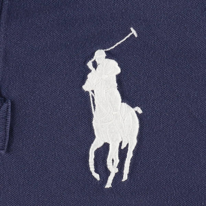Ralph Lauren POLO by Ralph Lauren Big Pony Short Sleeve Rugby Shirt, Men's Size L cotton navy blue type Vintage Second Hand