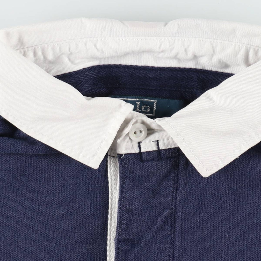 Ralph Lauren POLO by Ralph Lauren Big Pony Short Sleeve Rugby Shirt, Men's Size L cotton navy blue type Vintage Second Hand