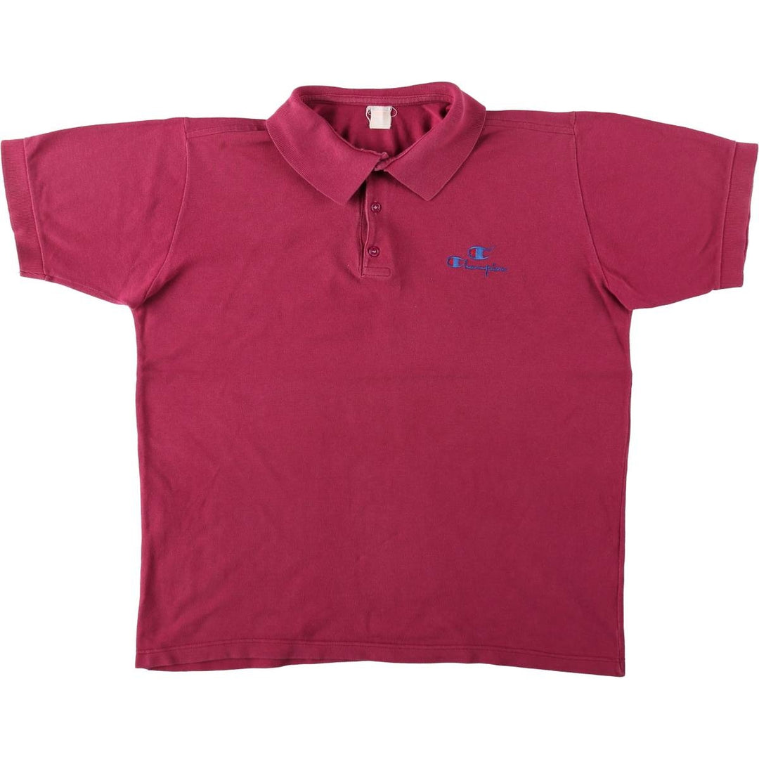 Champion short-sleeved polo shirt, made in the USA, men's size L. cotton Red type red-purple Vintage Second Hand