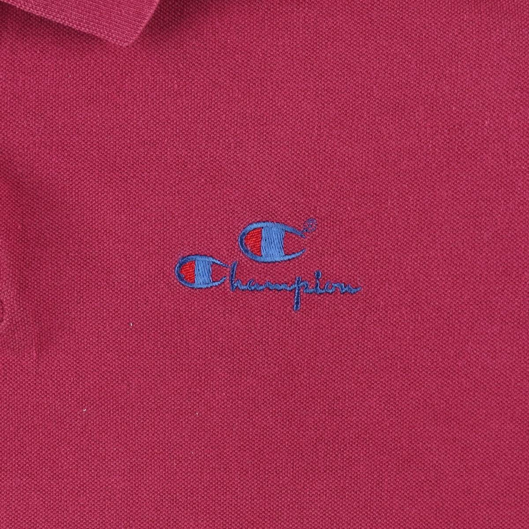 Champion short-sleeved polo shirt, made in the USA, men's size L. cotton Red type red-purple Vintage Second Hand