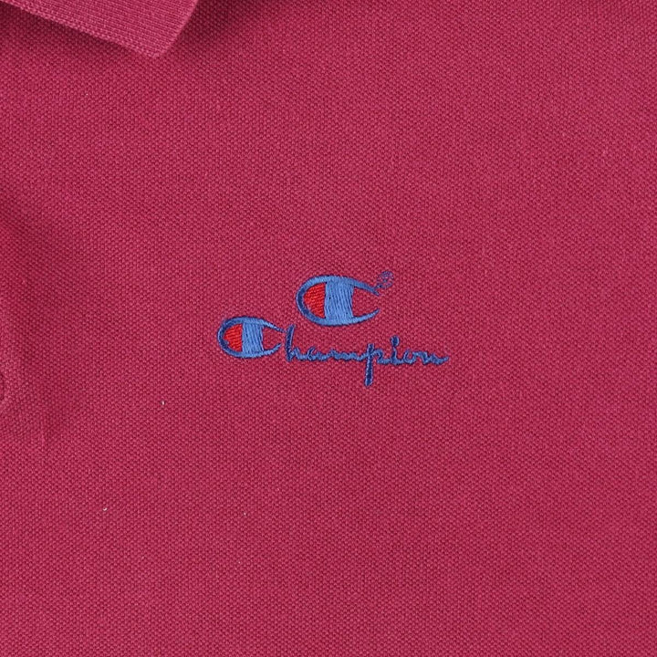 Champion short-sleeved polo shirt, made in the USA, men's size L. cotton Red type red-purple Vintage Second Hand