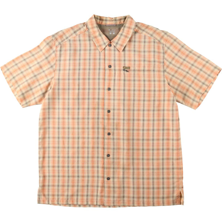 Columbia Short Sleeve Check Shirt, Box Shirt, Men's Size L Modal orange type Vintage Second Hand