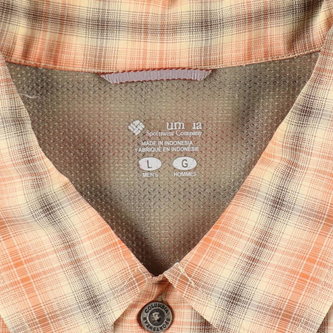 Columbia Short Sleeve Check Shirt, Box Shirt, Men's Size L Modal orange type Vintage Second Hand