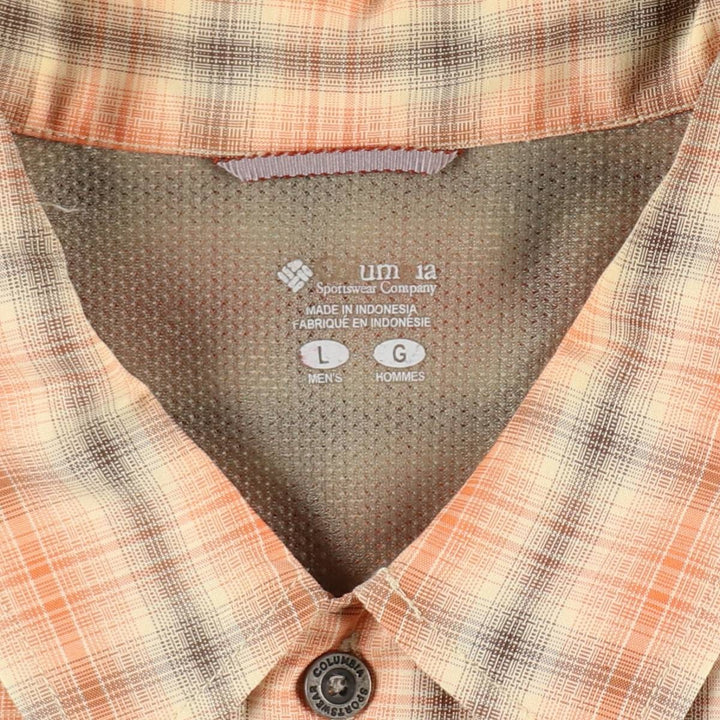 Columbia Short Sleeve Check Shirt, Box Shirt, Men's Size L Modal orange type Vintage Second Hand