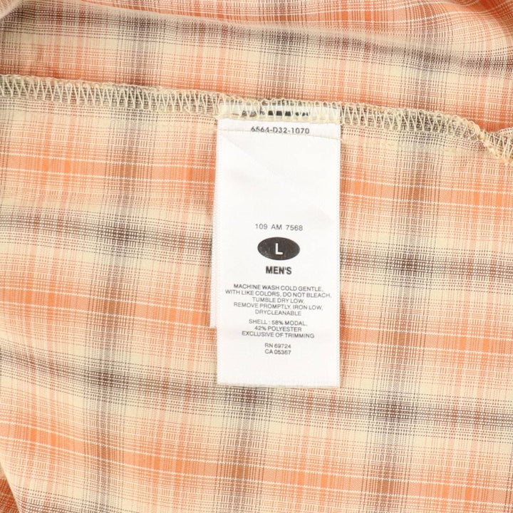 Columbia Short Sleeve Check Shirt, Box Shirt, Men's Size L Modal orange type Vintage Second Hand