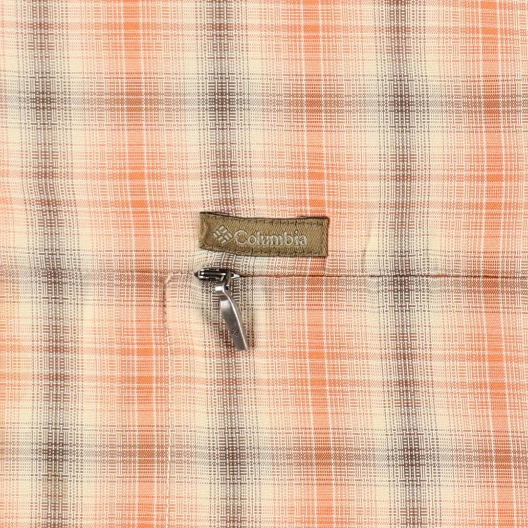 Columbia Short Sleeve Check Shirt, Box Shirt, Men's Size L Modal orange type Vintage Second Hand
