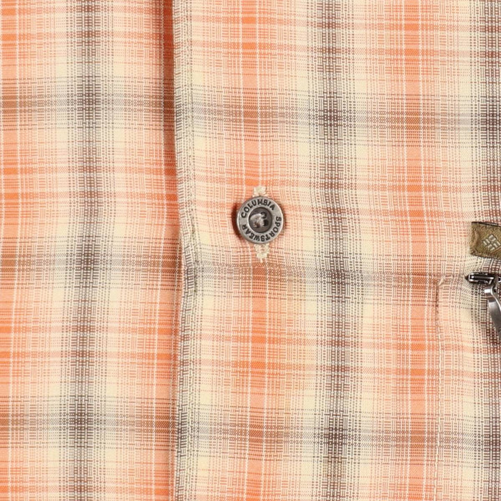 Columbia Short Sleeve Check Shirt, Box Shirt, Men's Size L Modal orange type Vintage Second Hand