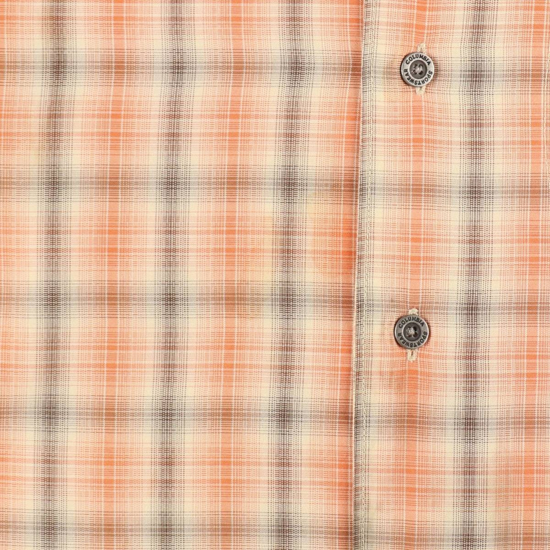 Columbia Short Sleeve Check Shirt, Box Shirt, Men's Size L Modal orange type Vintage Second Hand