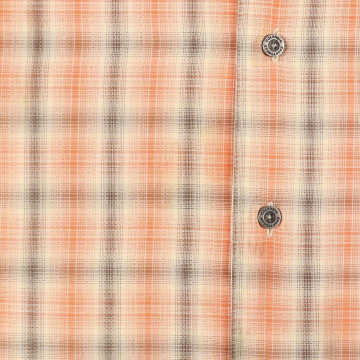 Columbia Short Sleeve Check Shirt, Box Shirt, Men's Size L Modal orange type Vintage Second Hand